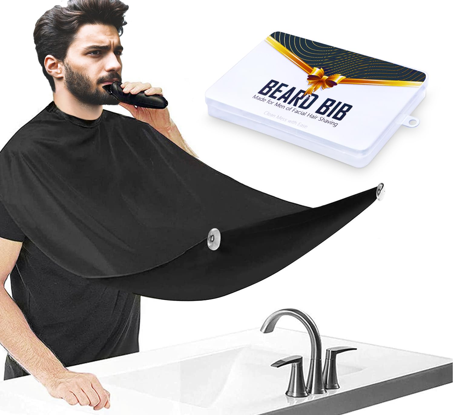 ztarraum Beard Bib Beard Apron, Beard Gather,Shaving and Trimming, Non-Stick Grooming Cloth with 2 Suction Cups, Best Gifts for 