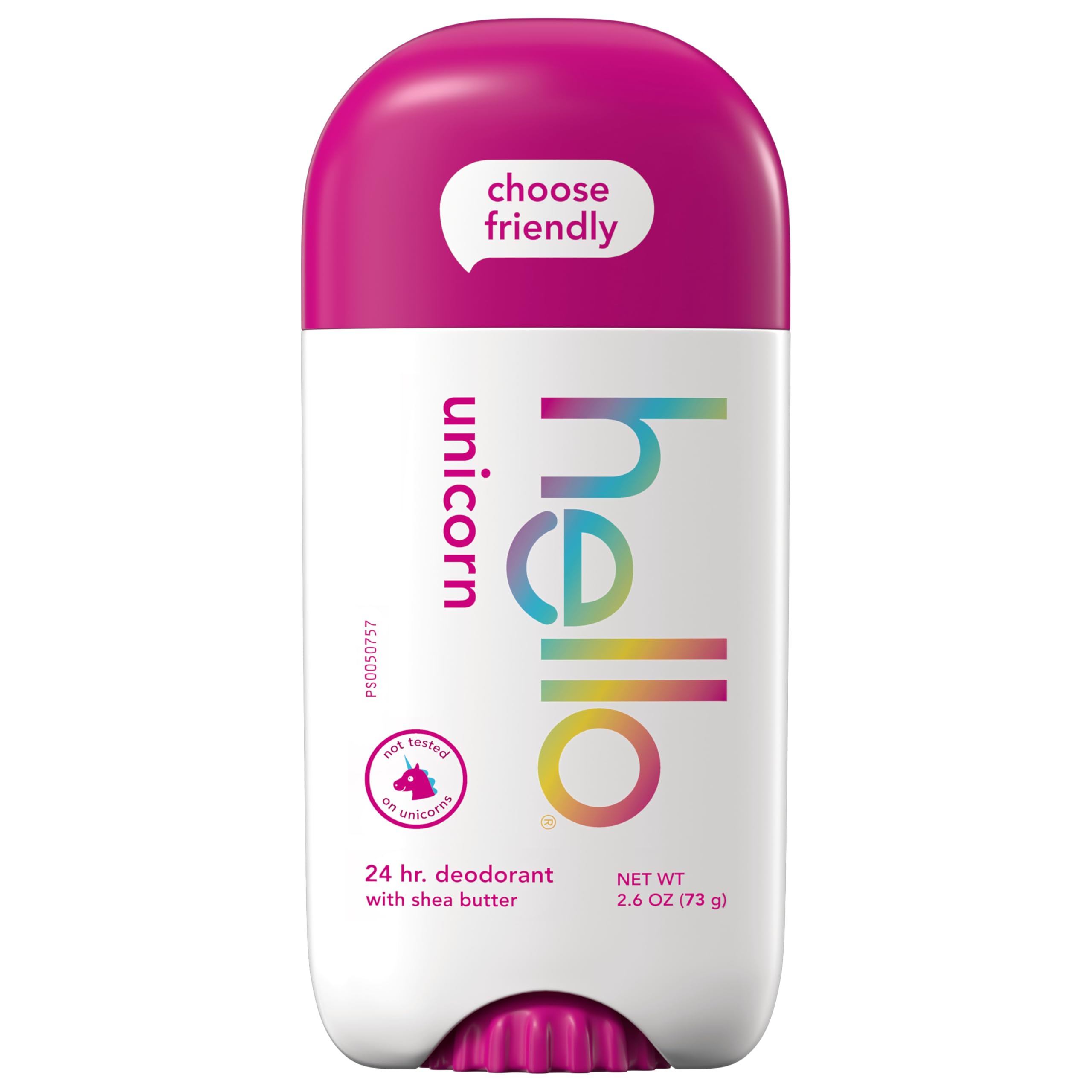 hello Unicorn Deodorant, 24 Hour Odor Protection, No Aluminum + No Baking Soda, Vegan & Parabens Free, 2.6 Oz