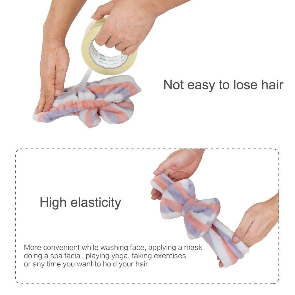 Shintop Women Fashion Lovely Soft Carol Fleece Bowknot Bow Makeup Cosmetic Shower Elastic Hair Band Hairlace Headband (Purple St