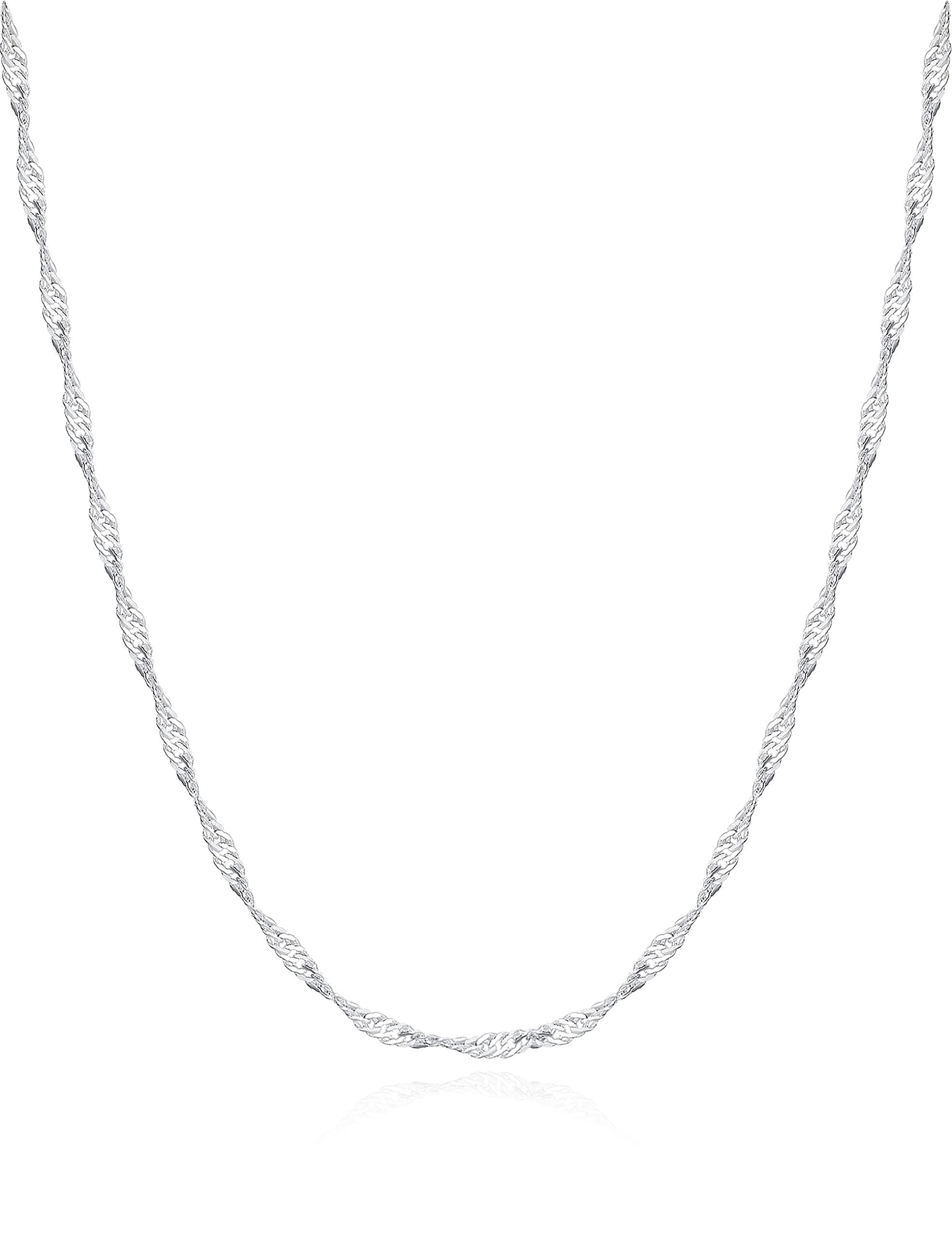 Waitsoul 925 Sterling Silver Singapore Chain Lobster Clasp 2mm Necklace for Women Silver Chain 26 Inches Gifts for Her