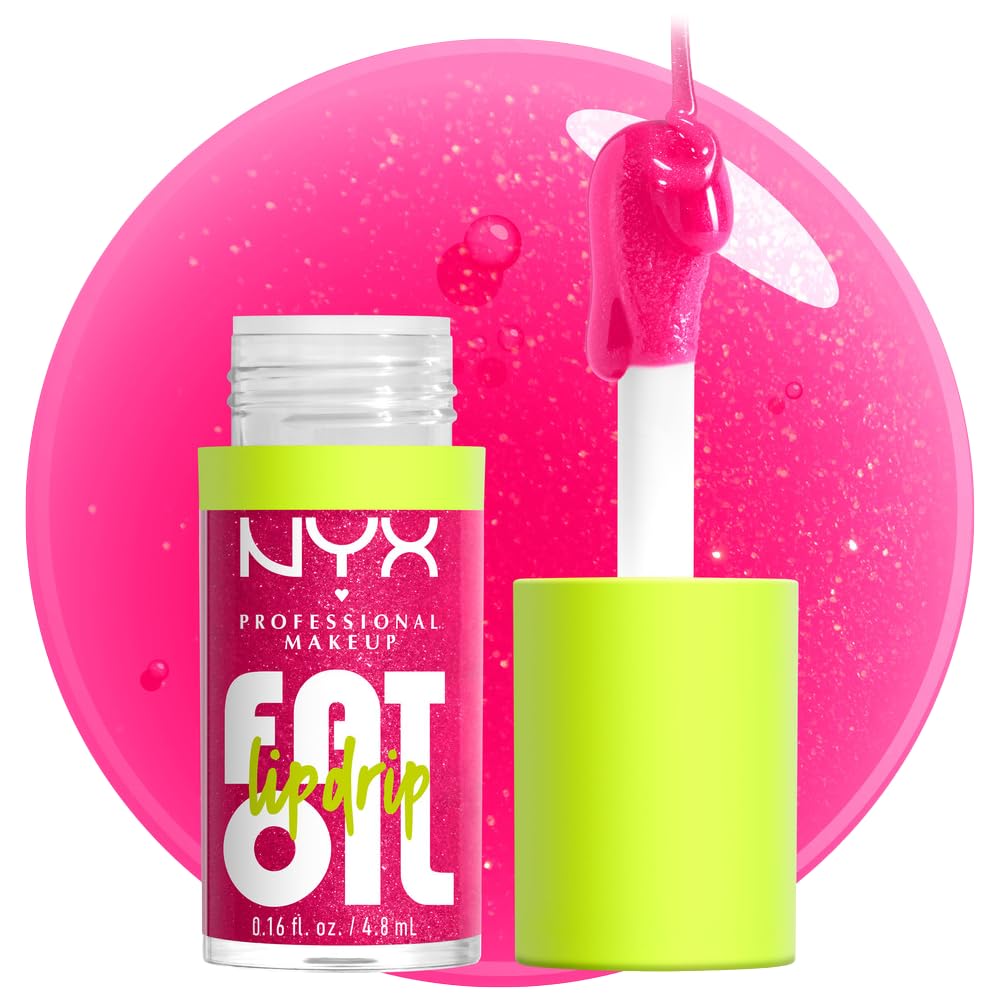 NYX PROFESSIONAL MAKEUP Fat Oil Lip Drip, Moisturizing, Shiny and Vegan Tinted Lip gloss - Supermodel (Shimmering Magenta)