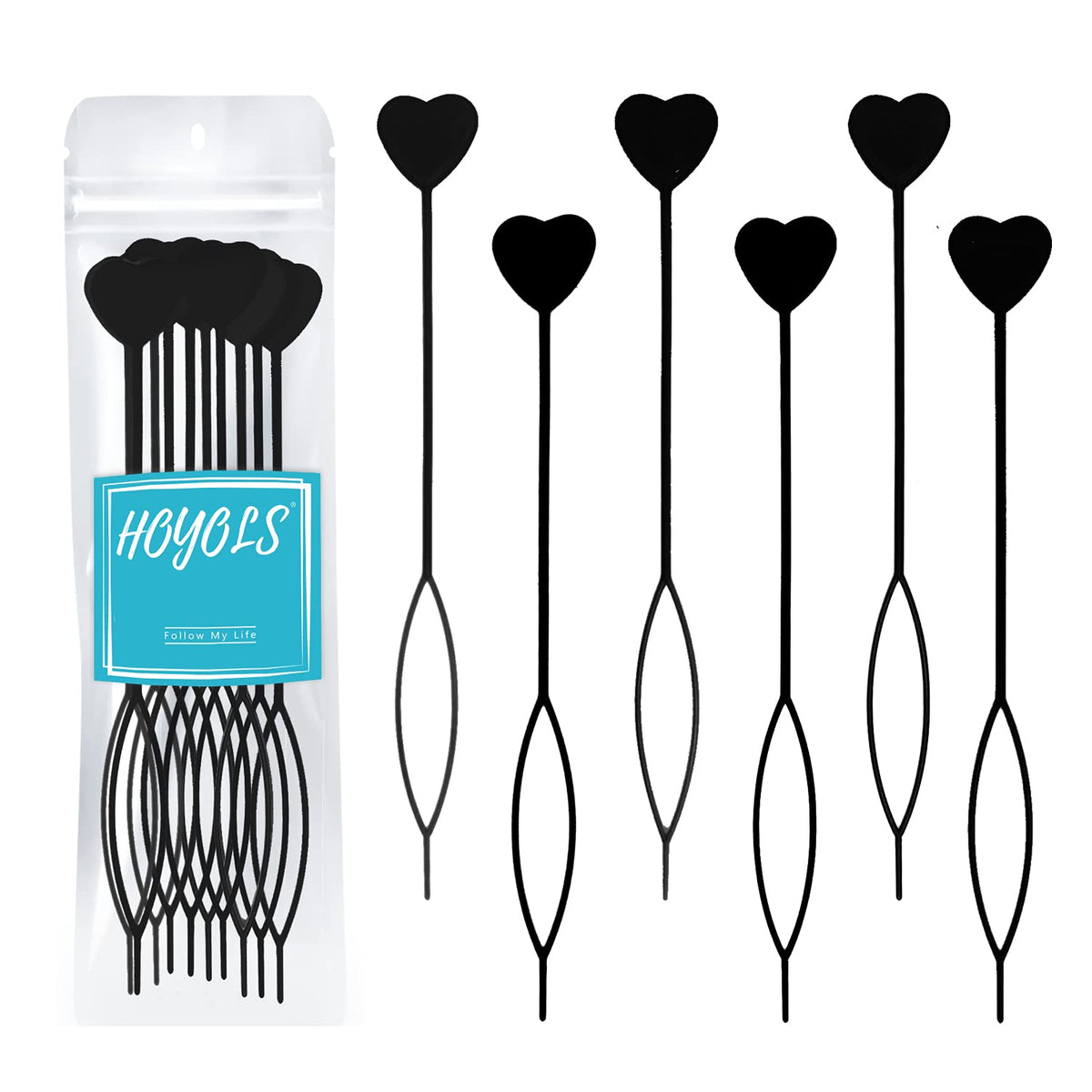 Hoyols 12pcs Quick Topsy Tail Hair Beader Tool for Braiding Hair Beads on Braids Threader Braider Loop Tool for Kids Girls Strin