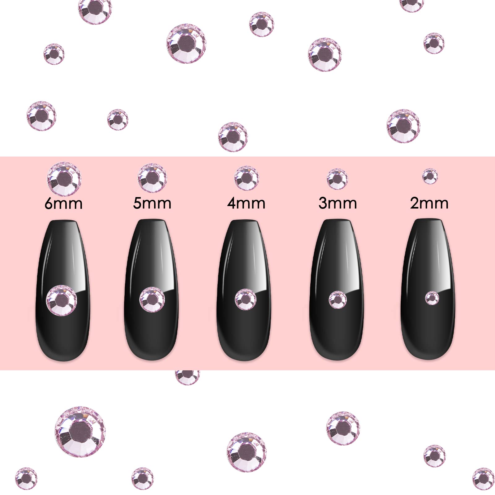 Canvalite 1500Pcs Pink Rhinestones Flat Back Gems, Nail Rhinestones Nail Art Gems With Pick Up Tweezers And Rhinestone Picker Do