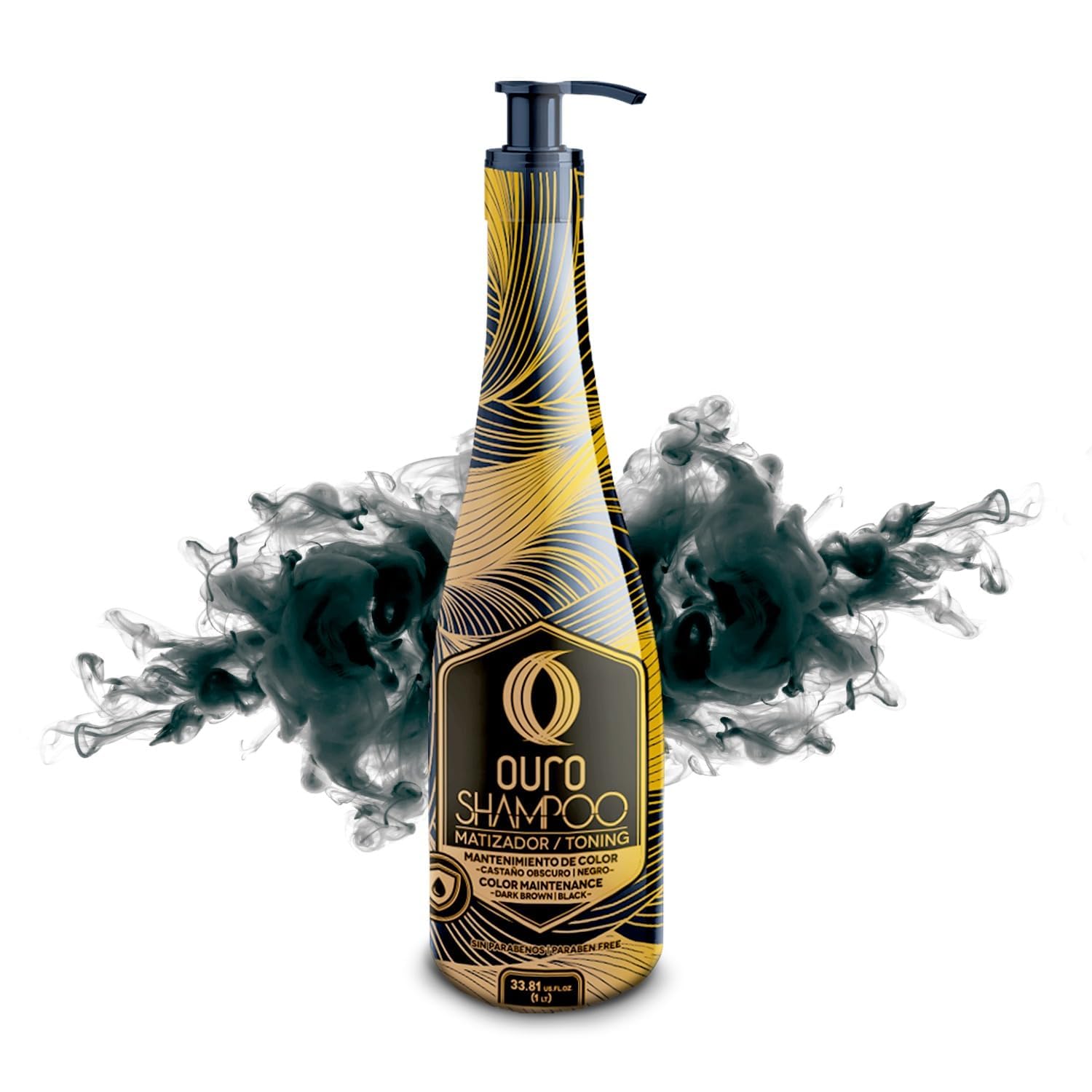 OURO Color-Enhancing Shampoo for Dark Brown & Black Hair - Neutralizes Yellow Tones, Boosts Shine & Intensity, Revitalizes Gray 