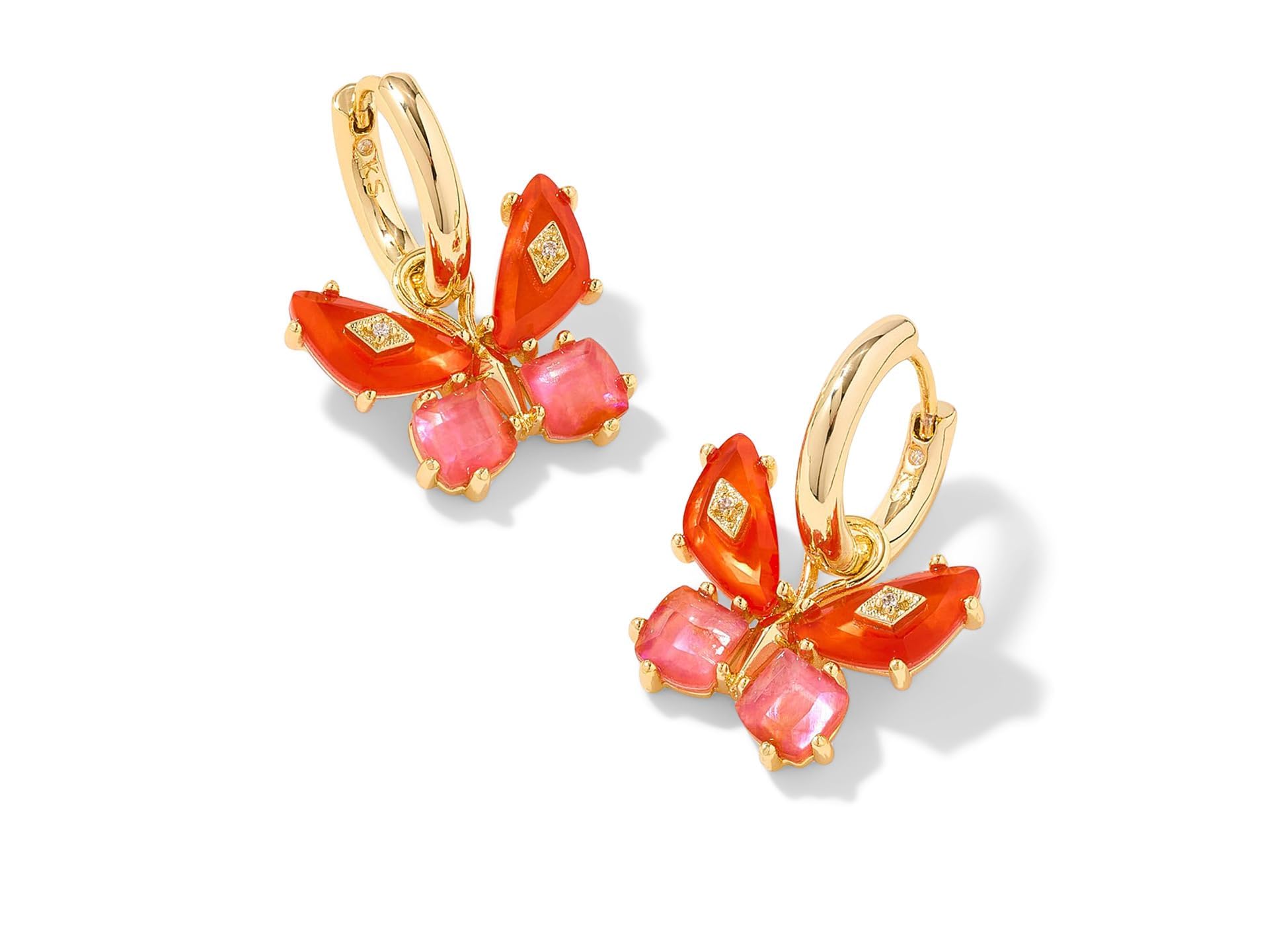 Kendra Scott Womens Bianca Butterfly Huggie Earrings Gold Orange Mix One Size One Size