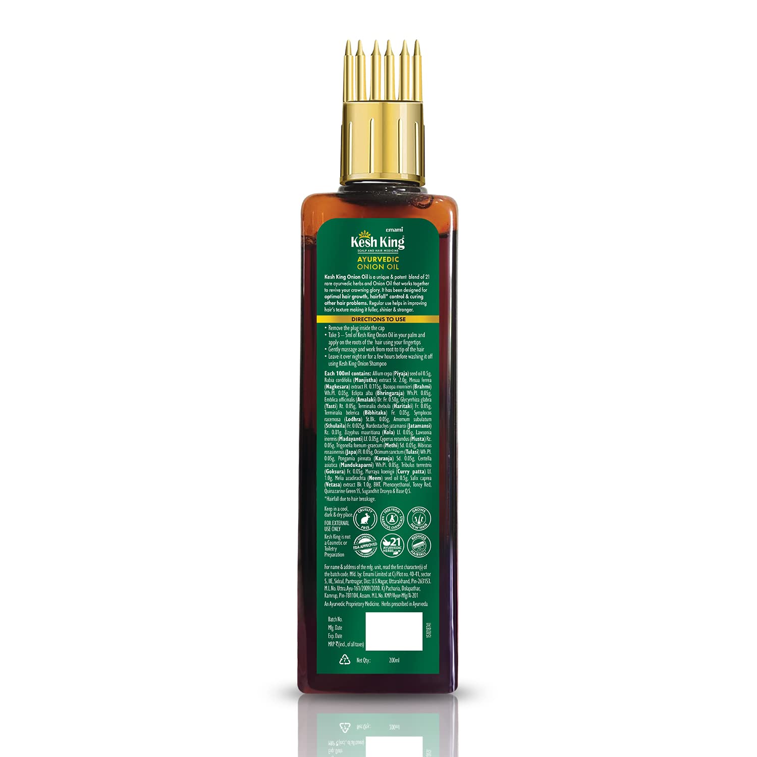 KESH KING Organic Onion Hair Oil with Curry Leaves | Anti Hair Loss & Fall Control Oil | Enhance Hair Growth | Makes Hair Soft,