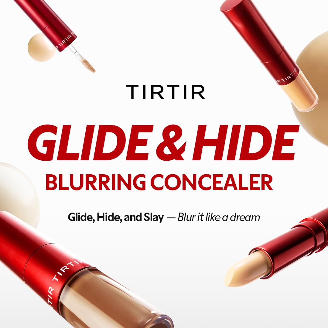 TIRTIR Glide&Hide Blurring Concealer - Creamy texture, Conceals dark circles and wrinkles, Dual formula (liquid tip & balm stick