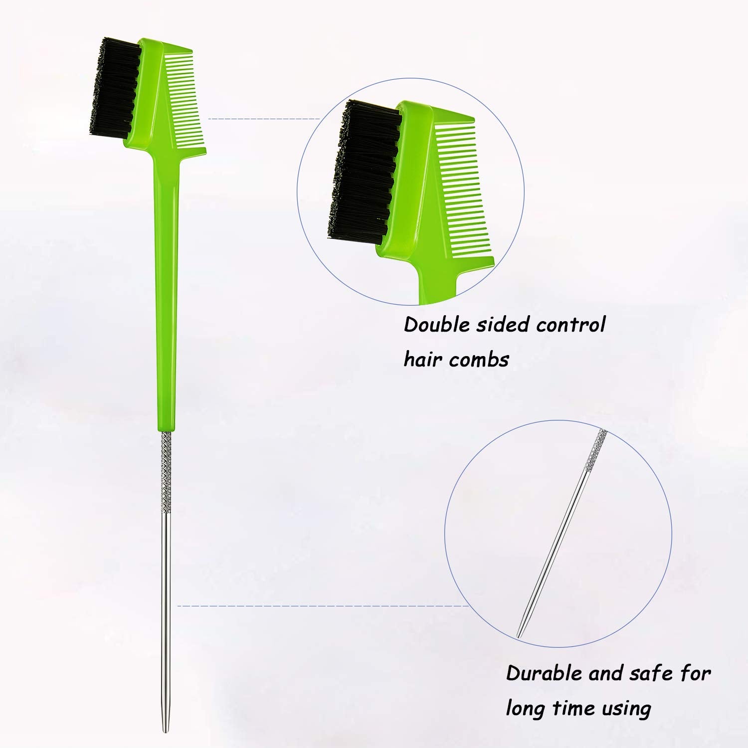 12 Pieces Hair Control Edge Brush With Metal Rat Tail Comb Double Sided Hair Brush Comb Edge Comb Smooth Comb Grooming Brushes F