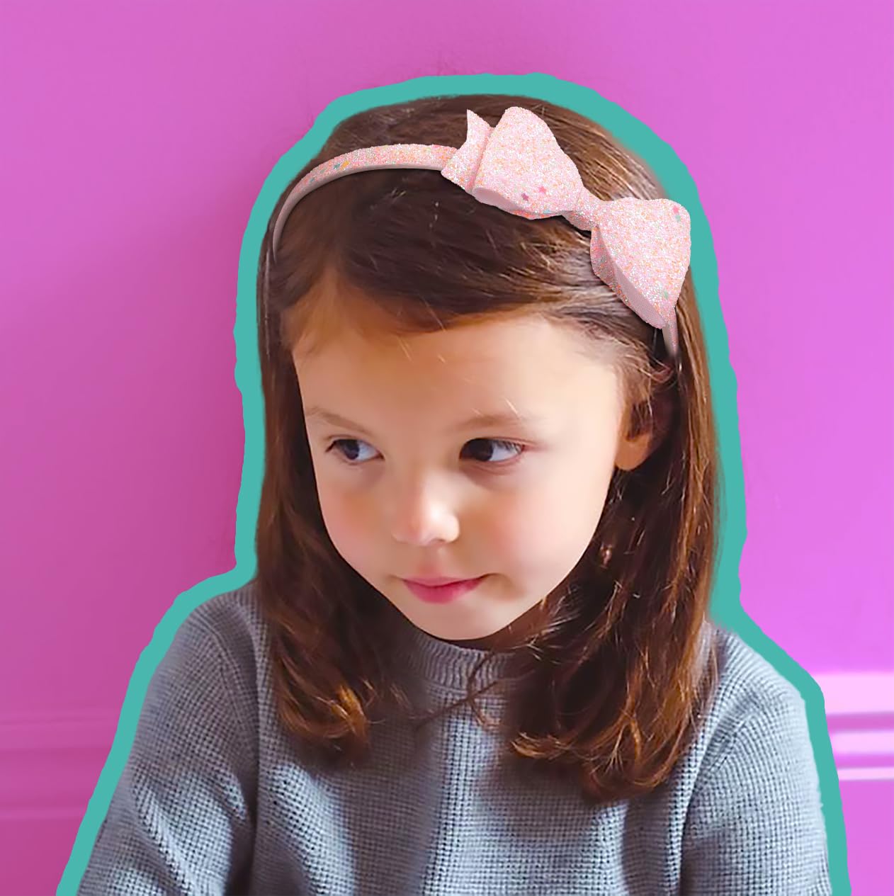WOVOWOVO Headbands for Girls 6 Packs Girls Headbands Glitter Toddler Hair Accessories, Cute Kids Head Bands for Ages 4-12, Sweet