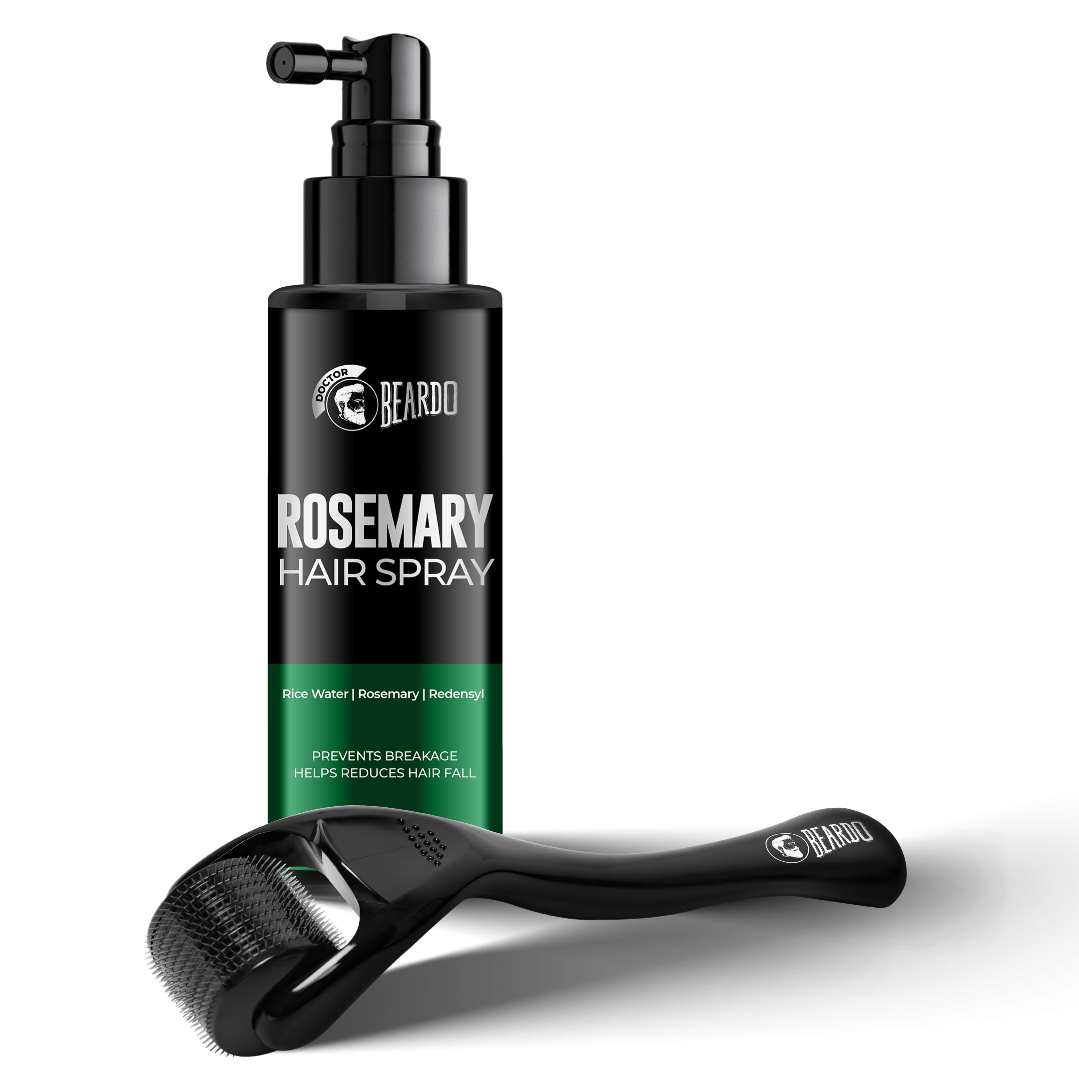 Beardo Rosemary Hair Spray & Derma Roller For Hair Growth |Redensyl & Rice Water | Activates Natural Hair Growth, Reduces Hair F
