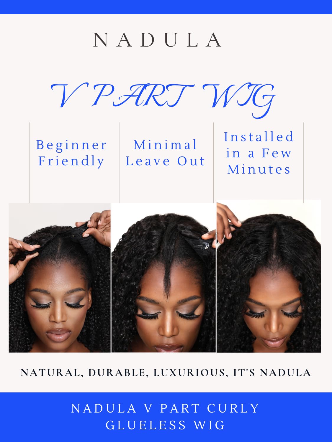 Nadula V Part Yaki Straight Glueless Wig 20 Inch Human Hair Balayage Brown Highlight Clip-In Half Wig No Glue Wear and Go