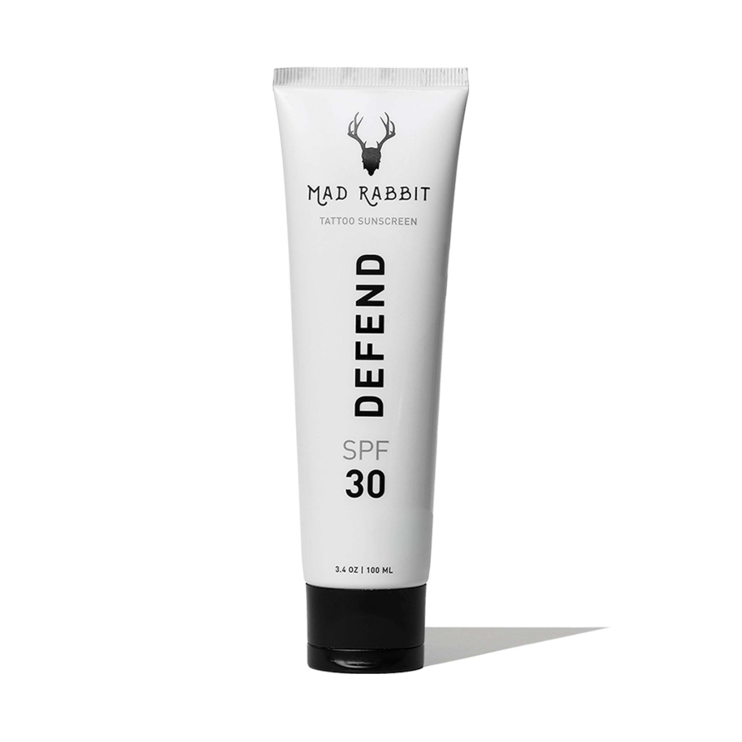 Mad Rabbit Defend Tattoo Sunscreen- SPF 30 100mL Tube- Mineral Sunscreen Lotion - Tattoo Fade Protection and Moisturizer, Anti-A