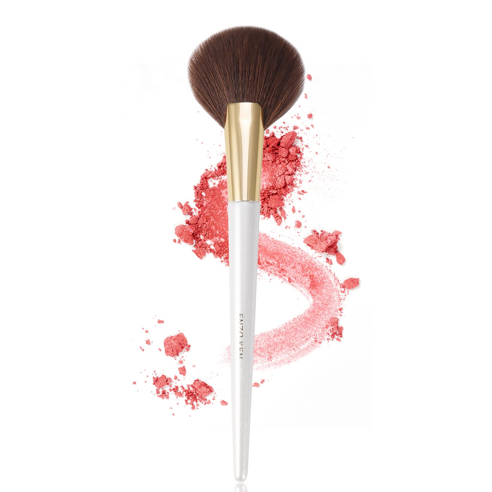 Enzo Ken Round Fan Makeup Brush, Thick Fan Brush Makeup, Fan Brush Bronzer, Fluffy Blush Brush For Cheeks, Sculpt Blush Brush, C