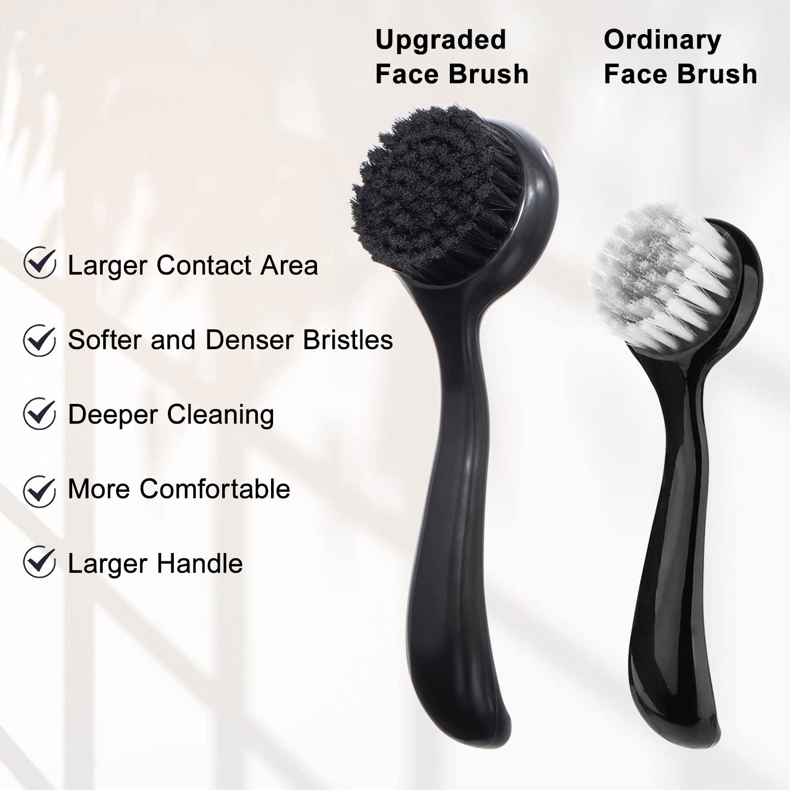 4 Pcs Large Face Scrubber, Beomeen Facial Cleansing Brush Charcoal Black Bristles Exfoliator Soft Brush With Lid For Gentle Deep