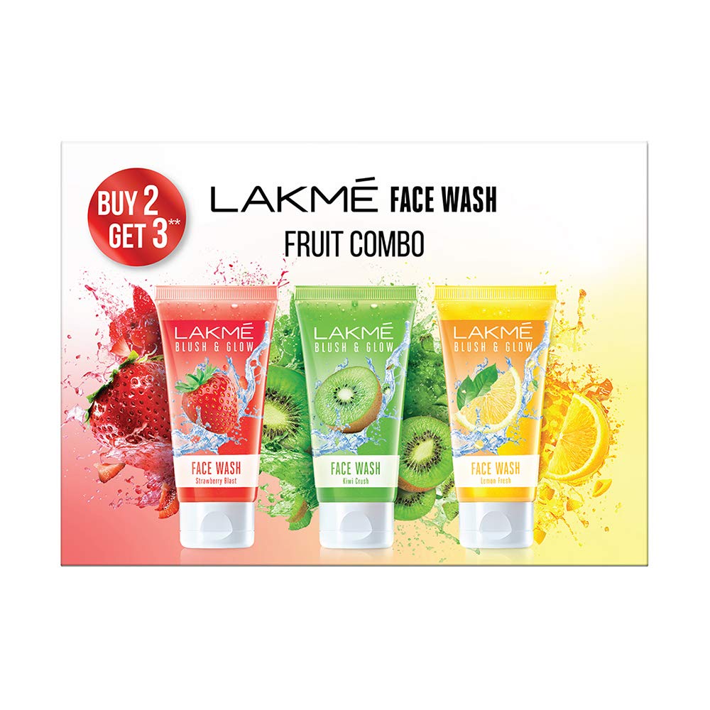 Lakm Blush & Glow Fruity Face Wash With Fruit Extracts Combo, 100 G With (Buy 2 Get 1)