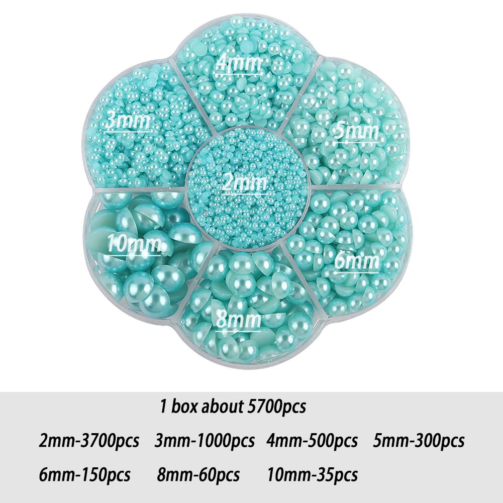 5800Pcs Half Pearls For Crafts, Flatback Pearls For Artwork Making, Diy Rhinestones Accessory Nail Art,Face Gems Jewels Flat Bac