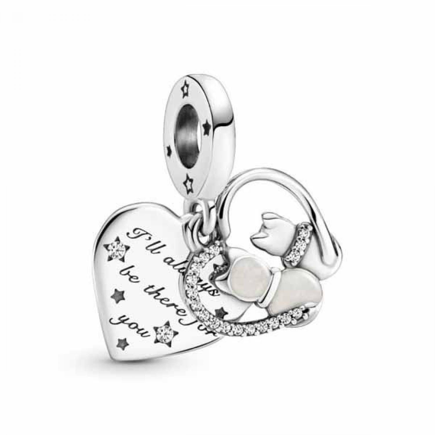 Pandora Cats & Hearts Dangle Charm - Compatible Moments Bracelets - Jewelry for Women - Gift for Women - Made with Sterling Silv