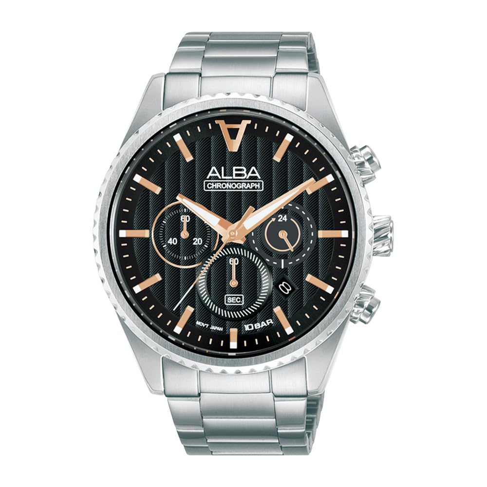 Alba Stainless Steel Analog Black Dial MenS WatchAt3H81X1