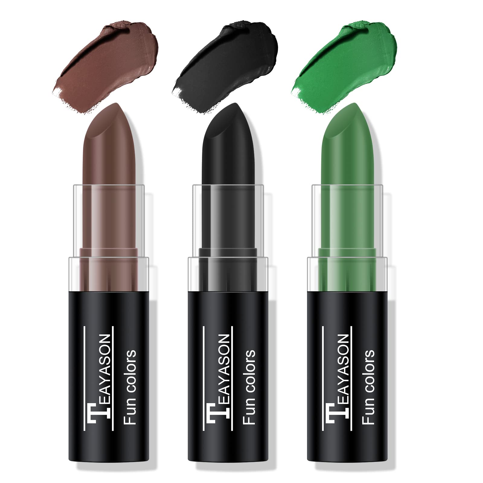 FREEORR 3 Colors Black Brown Green Face Body Paint Stick, Eye Black Baseball Sticks Camo Face Paint for Baseball/Football/Hallow