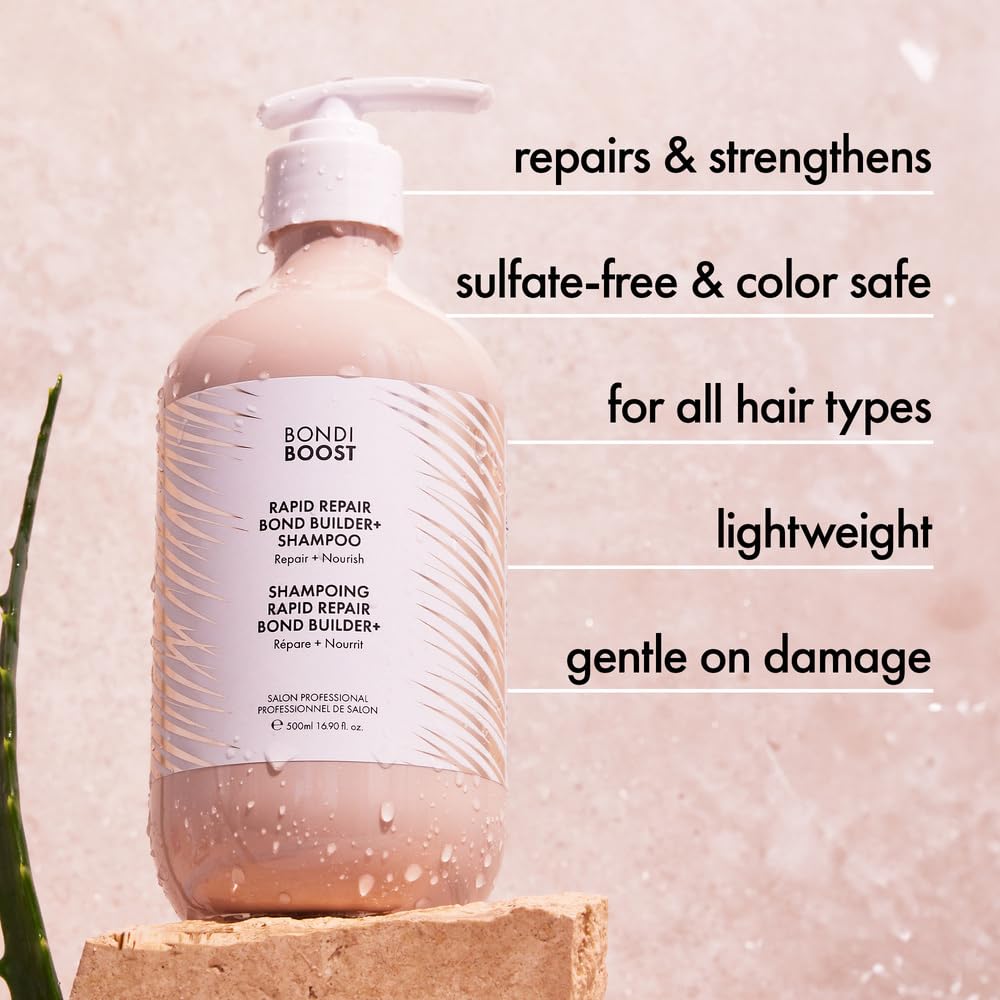 Bondiboost Rapid Repair Bond Builder + Shampoo For Damaged Hair [10.14 Fl Oz], Strengthening Formula For Restoring + Rebuilding