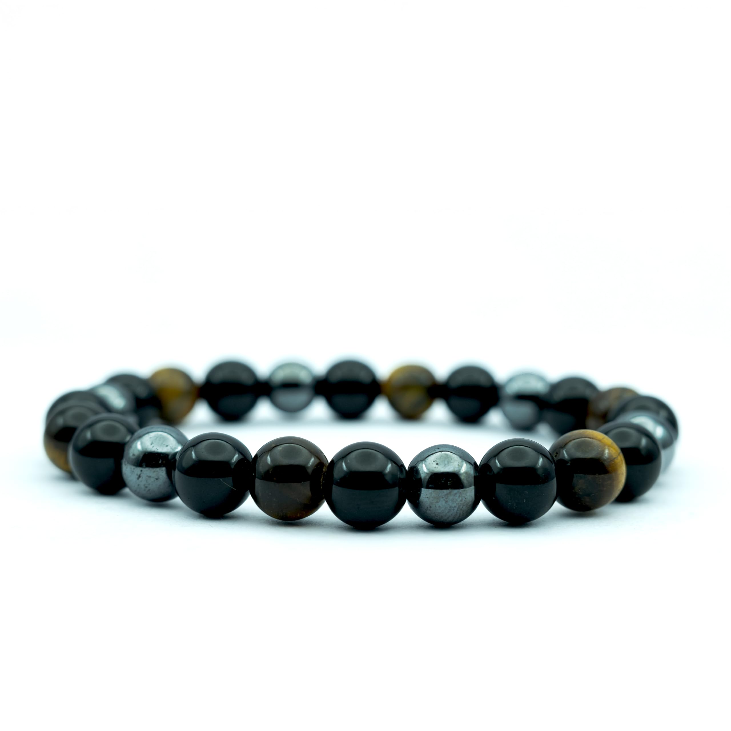 Astrotalk Triple Protection Bracelet | Shields Against Negativity & Enhances Strength | Black Obsidian, Hematite, Tiger Eye | Crystal Bracelet for Women & Men
