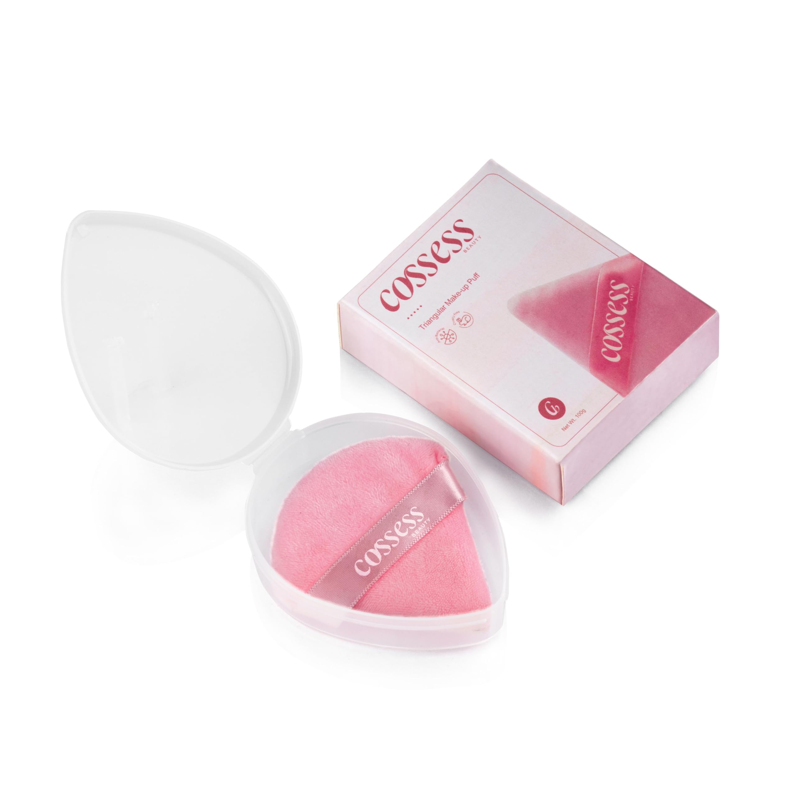Cossess Beauty Triangle Puff | With Perforated Case | Travel Friendly | Wet And Dry Application Of Makeup | Reusable | Triangle 