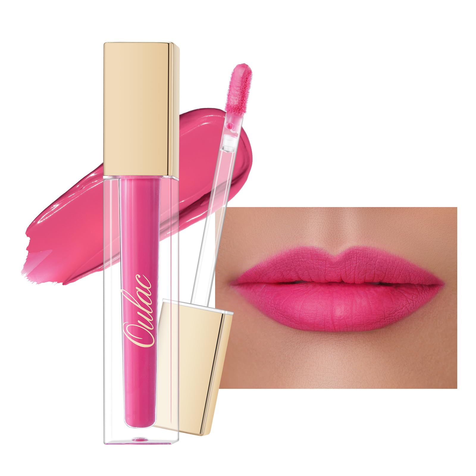 Oulac Matte Liquid Hot Pink Lipstick For Women, Long Lasting Lipstick Waterproof Lip Stain, No Transfer, Creamy High Pigmented F