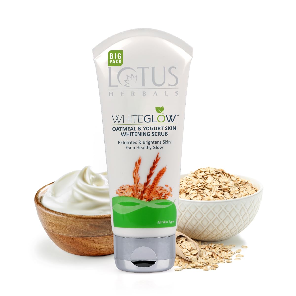 Lotus Herbals Whiteglow Skin Brightening Oatmeal & Yogurt Scrub | Gentle Exfoliator | Removes Tan And Blackheads | Face Scrub Fo