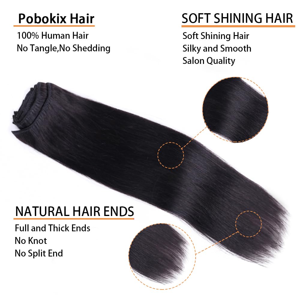 Pobokix Straight Clip in Hair Extensions Real Human Hair Extensions 8Pcs 120g Remy Hair Extensions Clip in Human Hair for Women1
