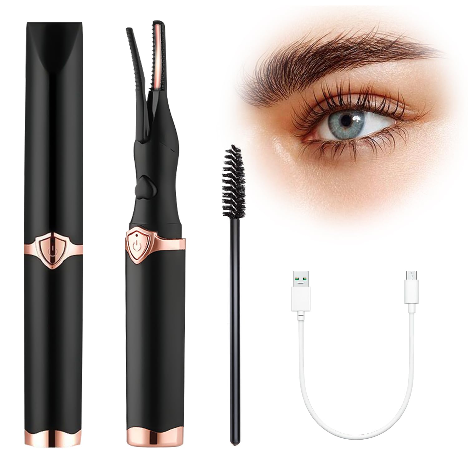 Heated Eyelash Curler Lash Curler, Electric Eyelash Curler Rechargeable, Portable Eyelash Curler Eyelash, Mini USB Eye Lash, Qui