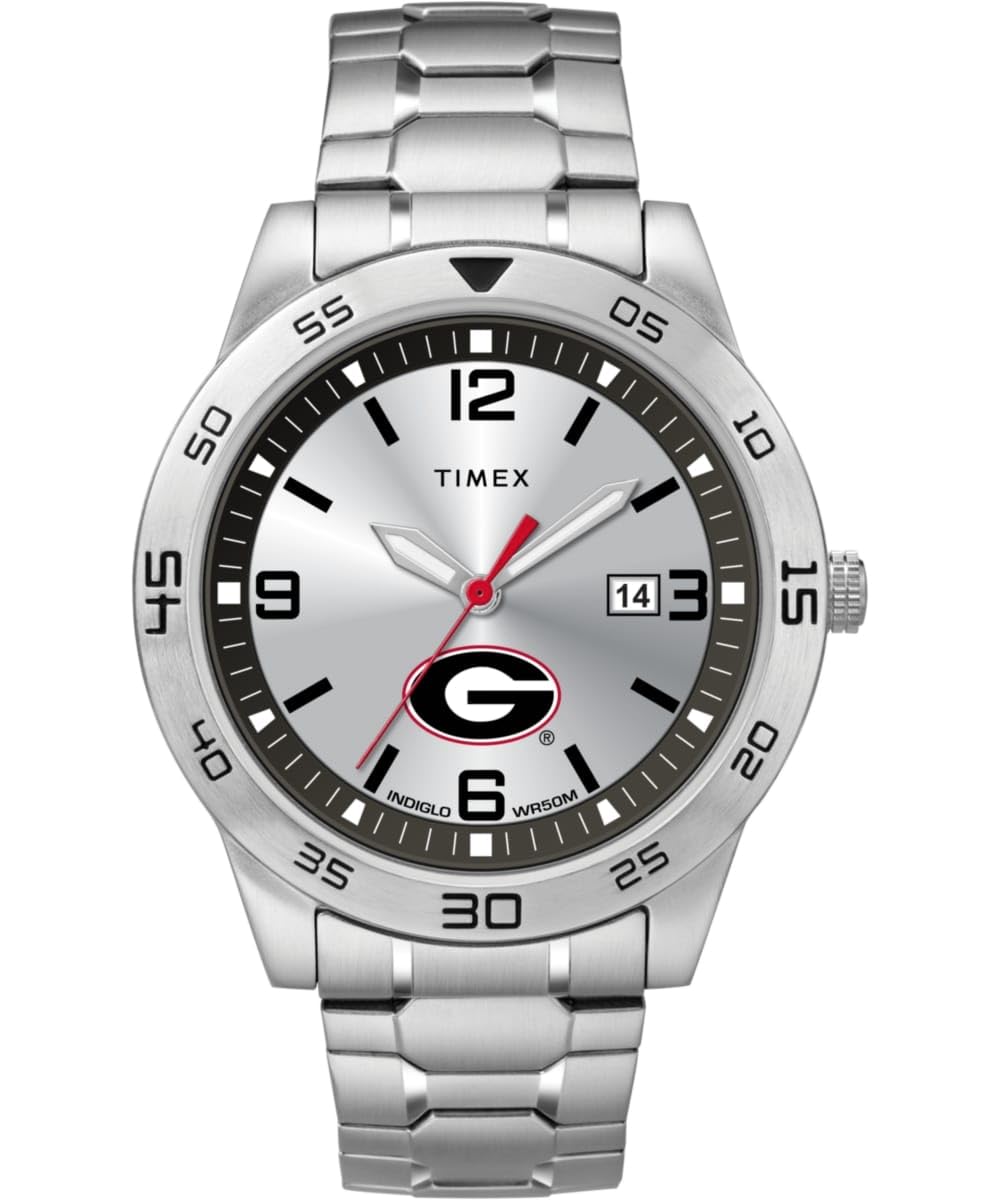 Timex Tribute Men's Collegiate Citation 42mm Watch - Georgia Bulldogs with Stainless Steel Expansion Band
