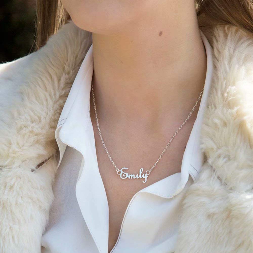 Hidepoo Olivia Name Necklace - Personalized Name Pendant Necklace, Olivia Necklace Chain for Birthday, Wedding, Mother's Day, Va