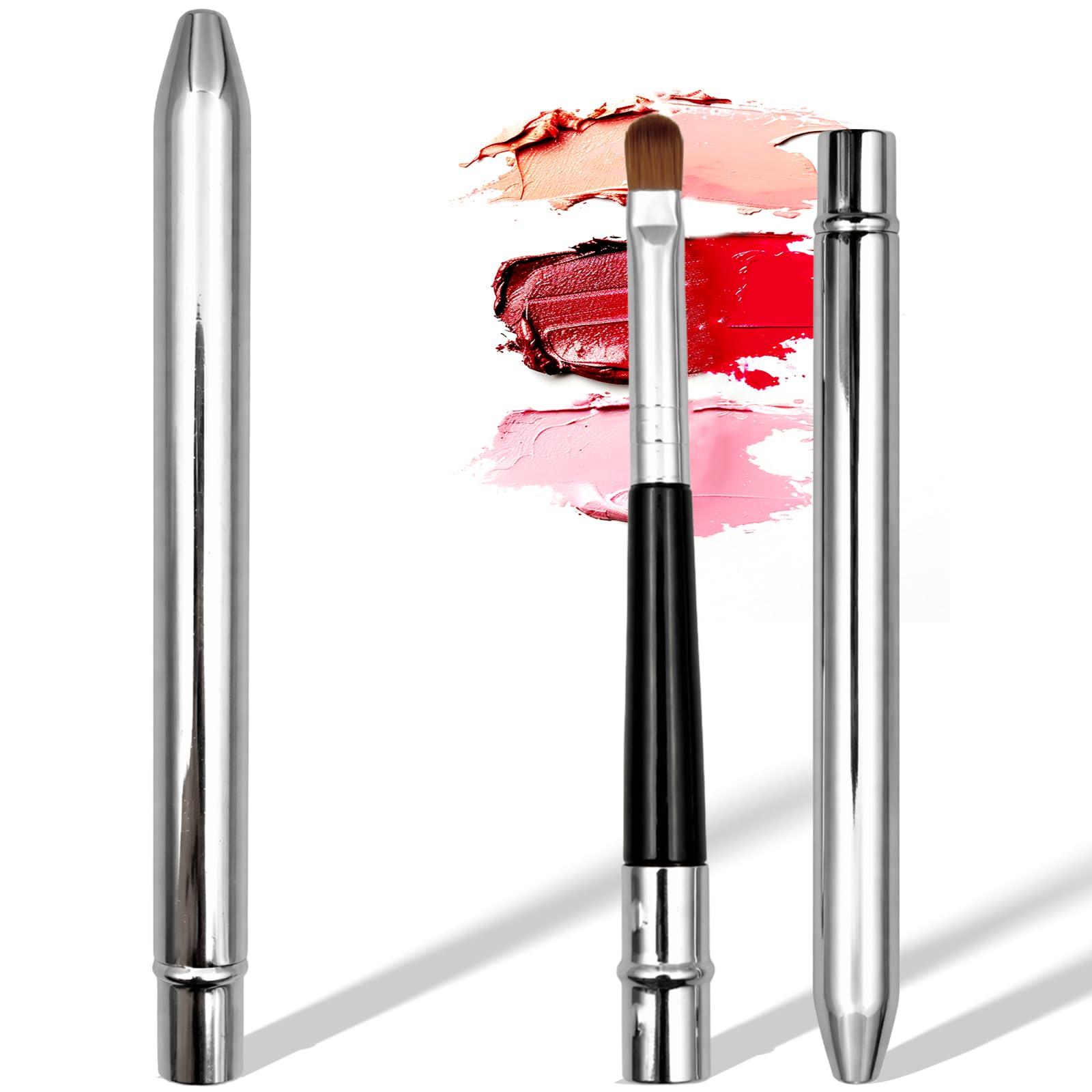 2PCS Silver Portable Lip Brush, Professional Lip Makeup Brushes, for Lipstick & Lip Gloss