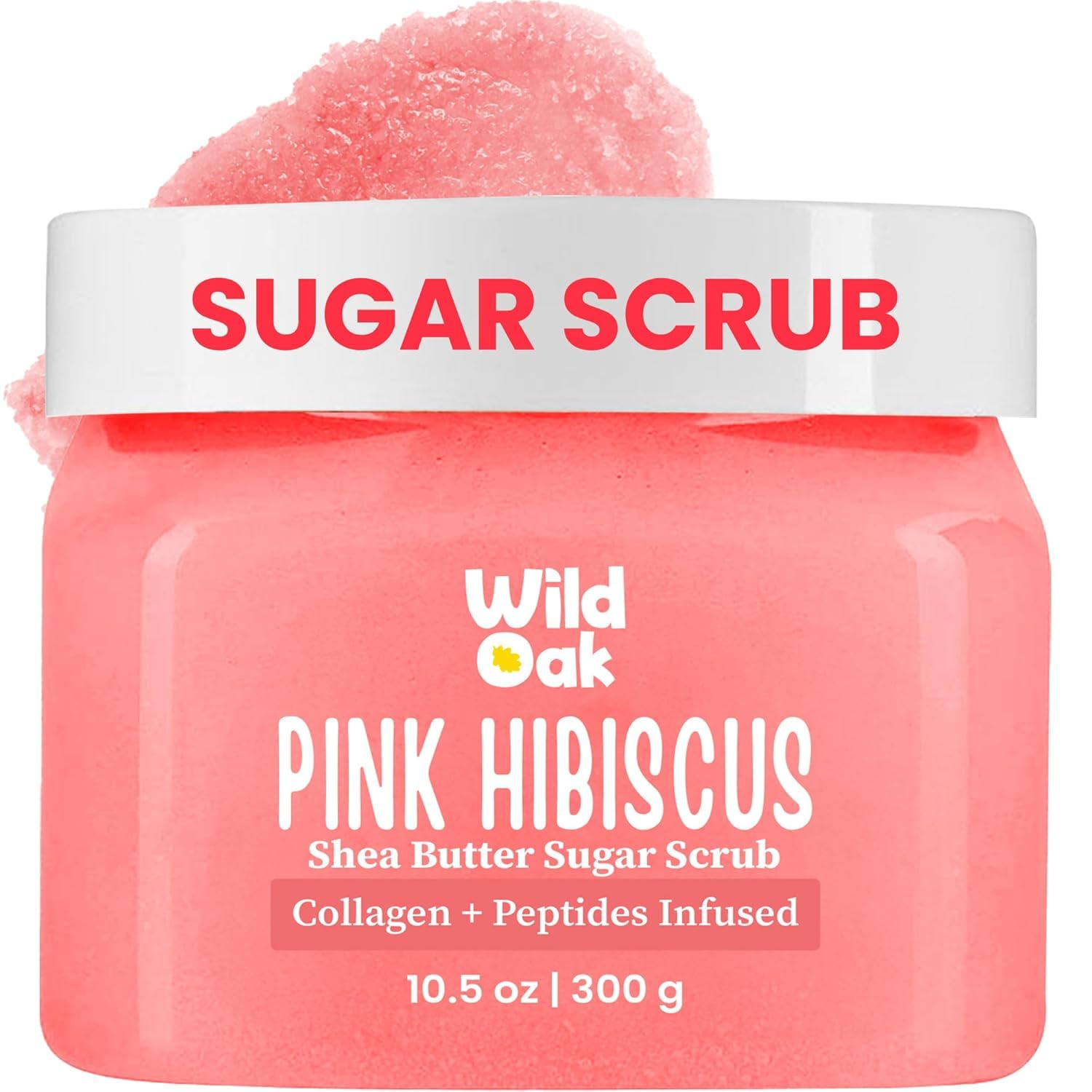 Wildoak Winter Special Pink Hibiscus Sugar Body Scrub | 300G | Extra Hydrating & Exoliating With Natural Oils, Kojic & Hyaluroni