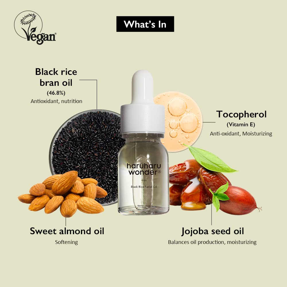 HARUHARU Wonder Black Rice Facial Oil (10ml) | Vegan, Crurelty Free, EWG-Green