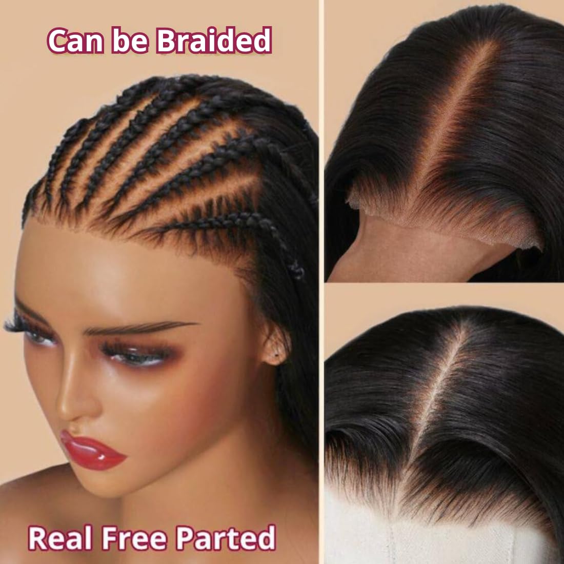Beauty Forever Bye Bye Knots Put On And Go Glueless Yaki Straight Wig 7X5 Pre-Cut Lace Closure Wig,Easy To Wear Kinky Human Hair