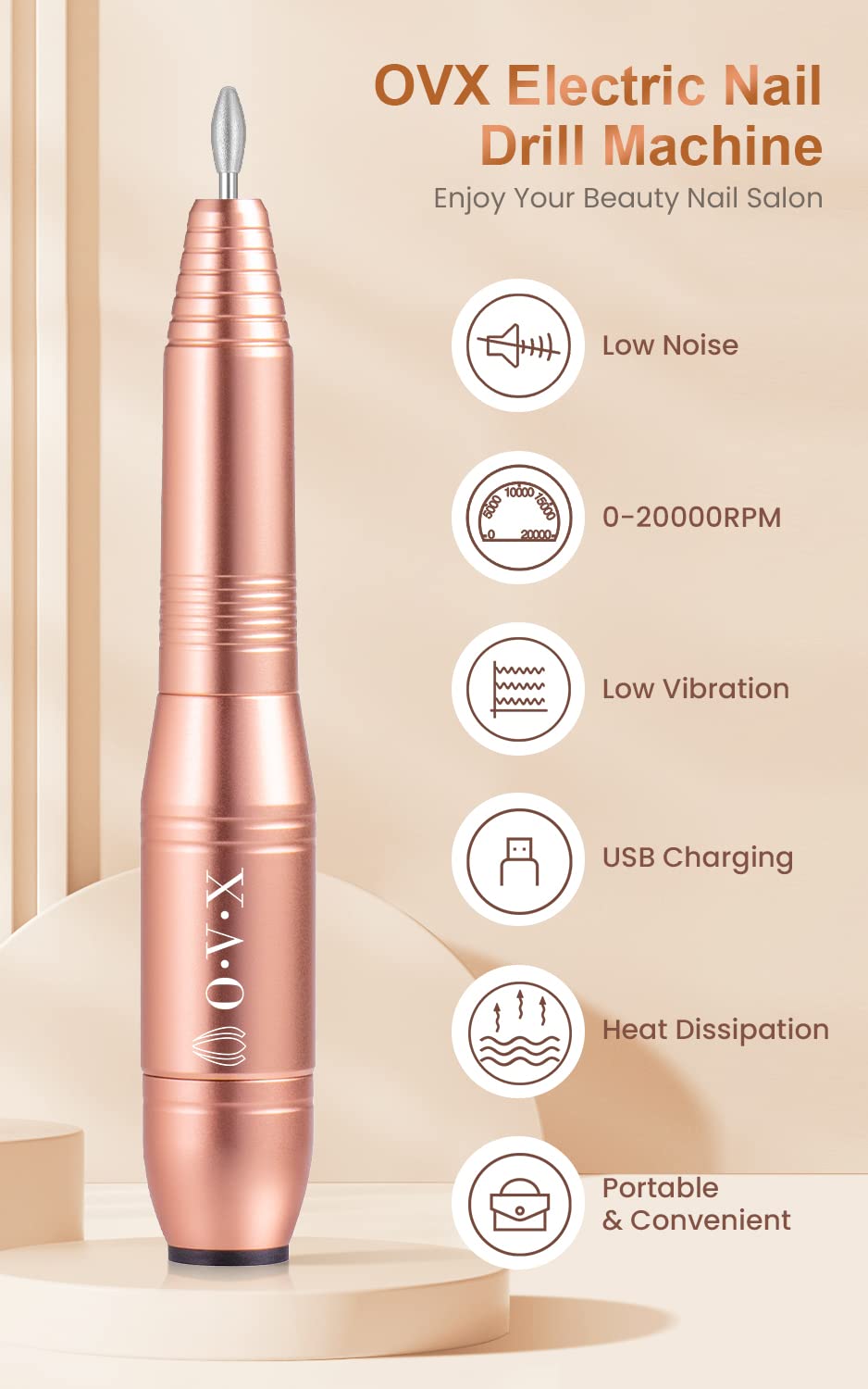 Professional Acrylic Nail Drill, Usb Electric Nail Drill Machine, Portable Electrical Nail File Kit For Gel Nails And Home Salon