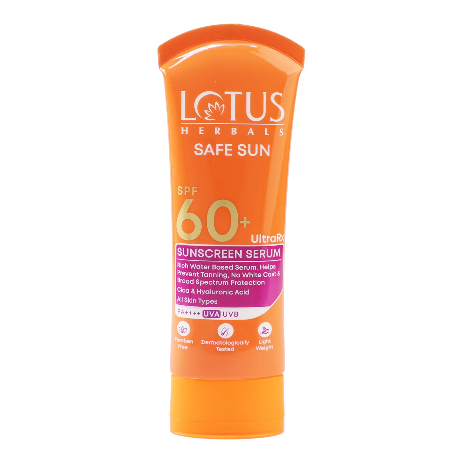 Lotus Herbals Ultrarx Sunscreen Serum Spf 60+ Pa++++ | No White Cast | No Breakouts | Cica & Hyaluronic | Dermatologically Teste