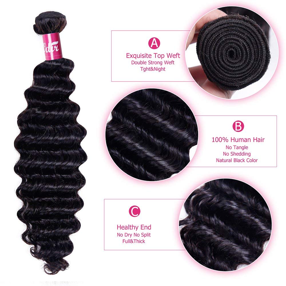 Odir Brazilian Deep Wave Human Hair 1 Bundle Unprocessed 9A Brazilian Deep Wave Virgin Human Hair Weave Bundles Deep Curly Hair