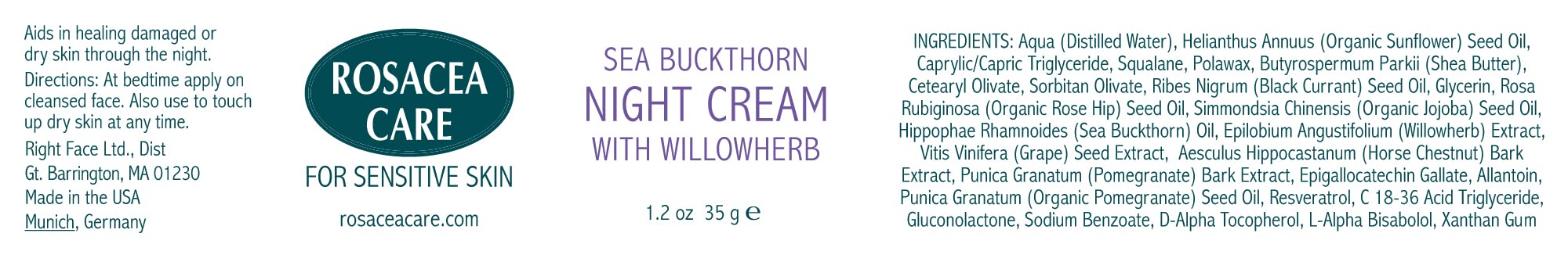 Rosacea Care Night Cream - Nourishing, Deep Moisturizer For Rosacea Skin (1.2 Oz)