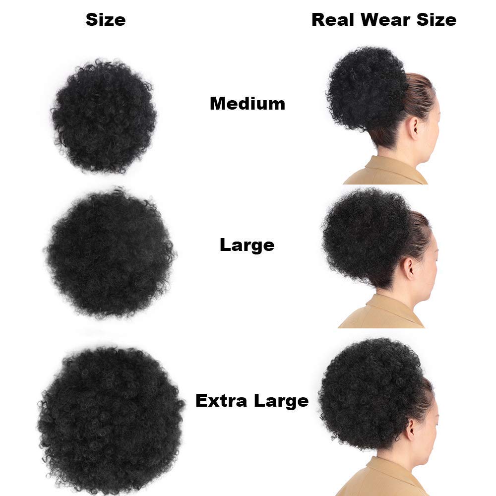 Aisi Queens Extra Large Afro Puff Drawstring Ponytail For Women,Big Black Afro Kinky Curly Hair Bun Synthetic Hairpieces Clip In