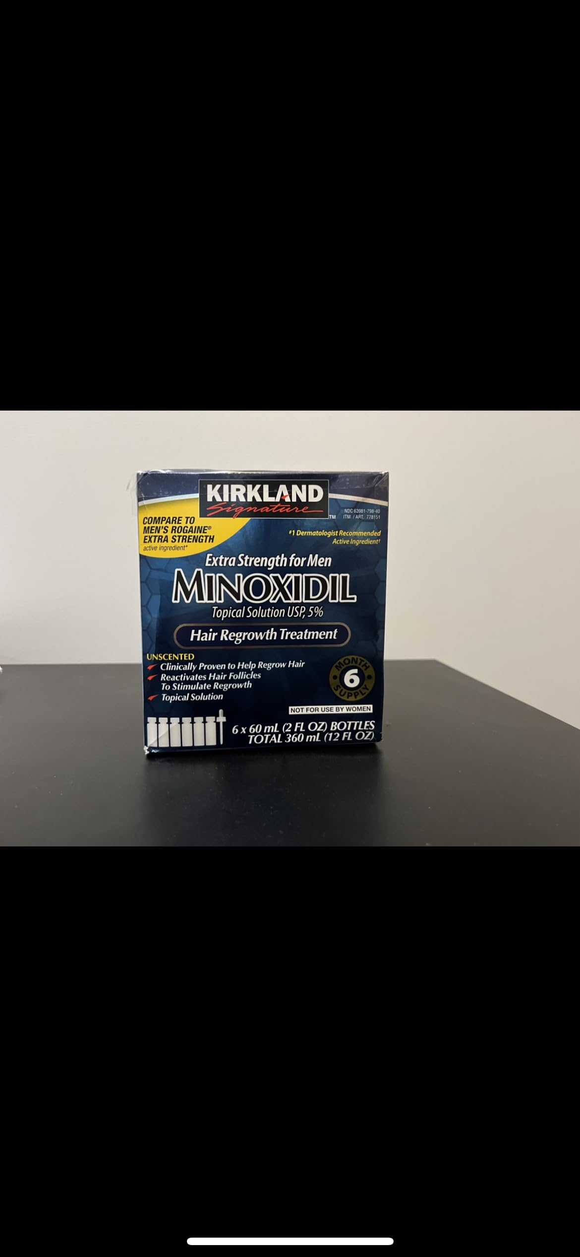 Kirkland Signature 5% Extra Strength Hair Regrowth for Men, 1-Year Supply, 12Count