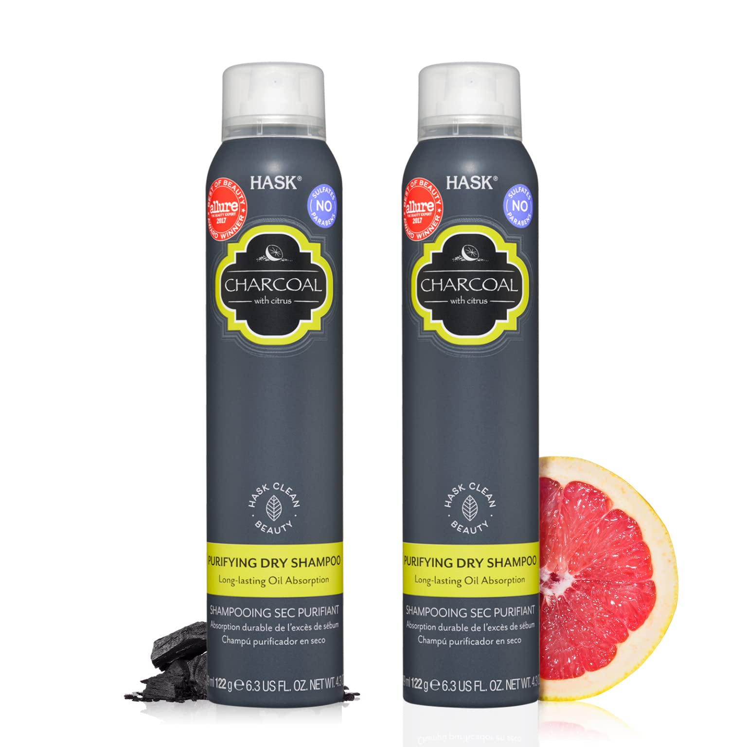 HASK Charcoal Clarifying Dry Shampoo Kits for all hair types, aluminum free, no sulfates, parabens, phthalates, gluten or artifi