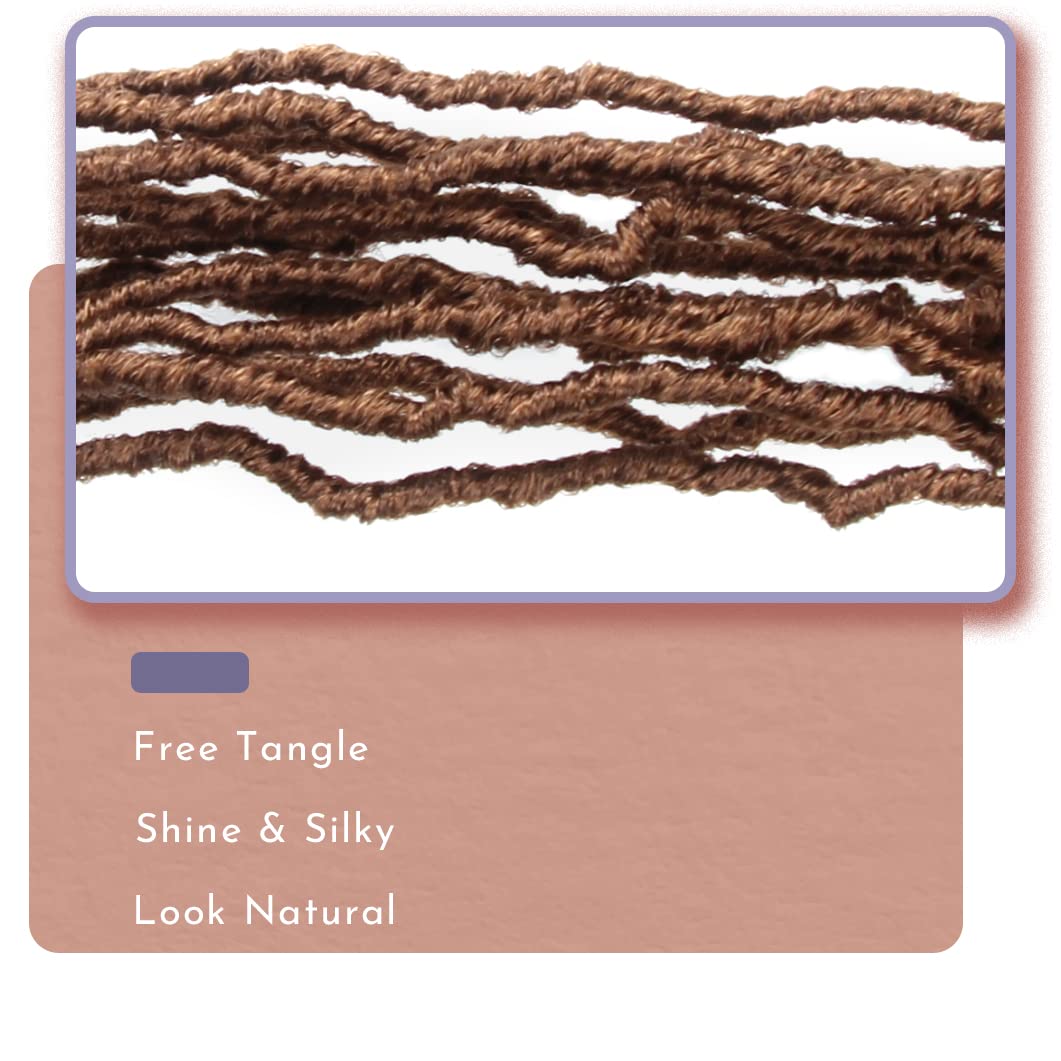 BOHOBABE 18 Inch New Faux Locs With Curly End 6 Packs Soft Locs Crochet Hair 72 Strands Natural Crochet Braids (6Packs,30#)