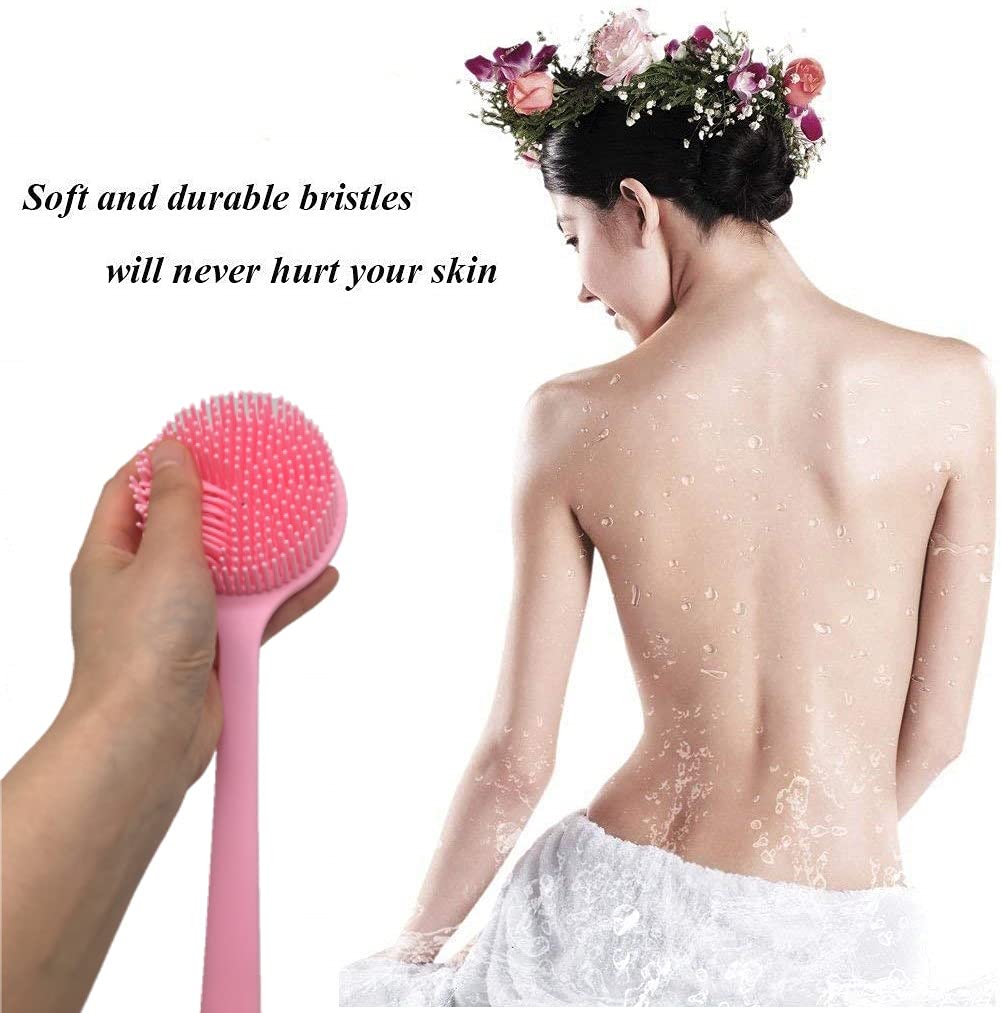 Cinlitek Silicone Body Scrubber, Long Handle Back Scrubber For Shower, Silicone Body Brush Shower Scrubber For Body, Shower Srus