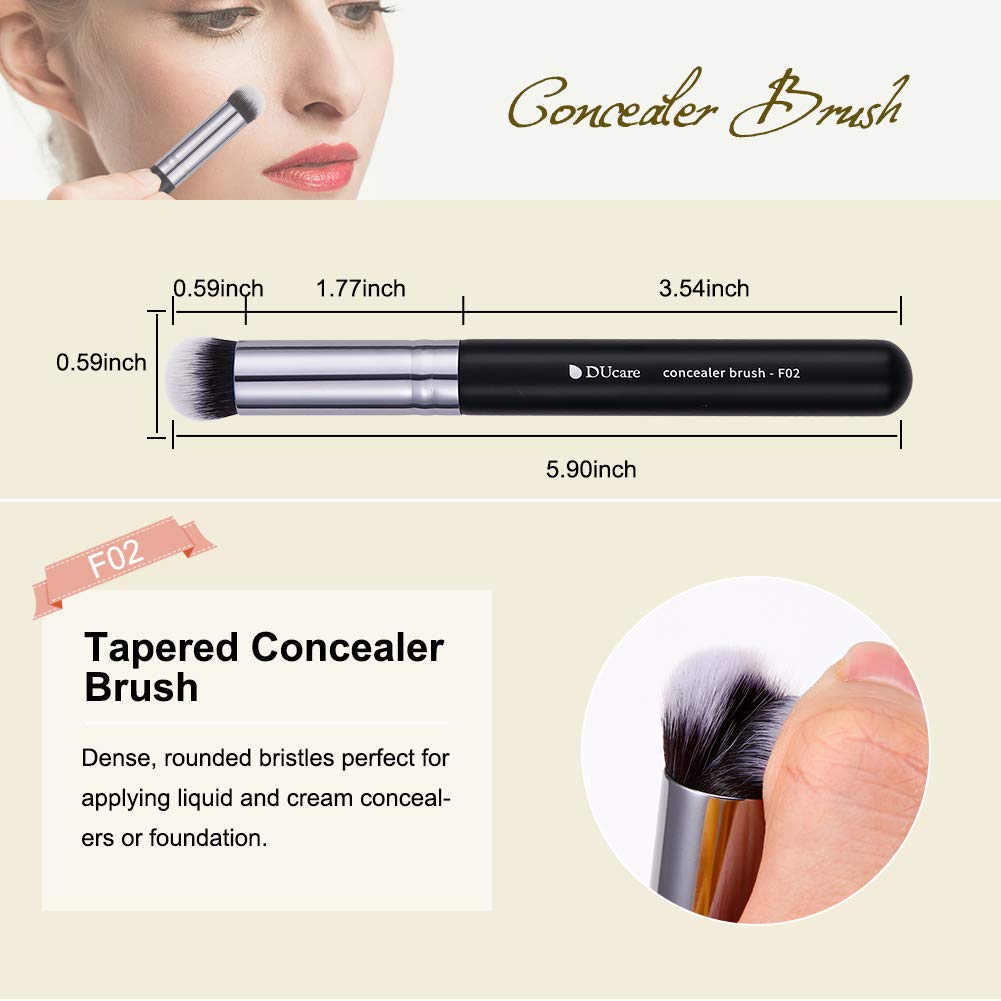 Ducare Makeup Kabuki Brushes 3Pcs Foundation Contour Brush Concealer Brush Under Eye Blusher Brush Face Blush Bronzer Travel Buf
