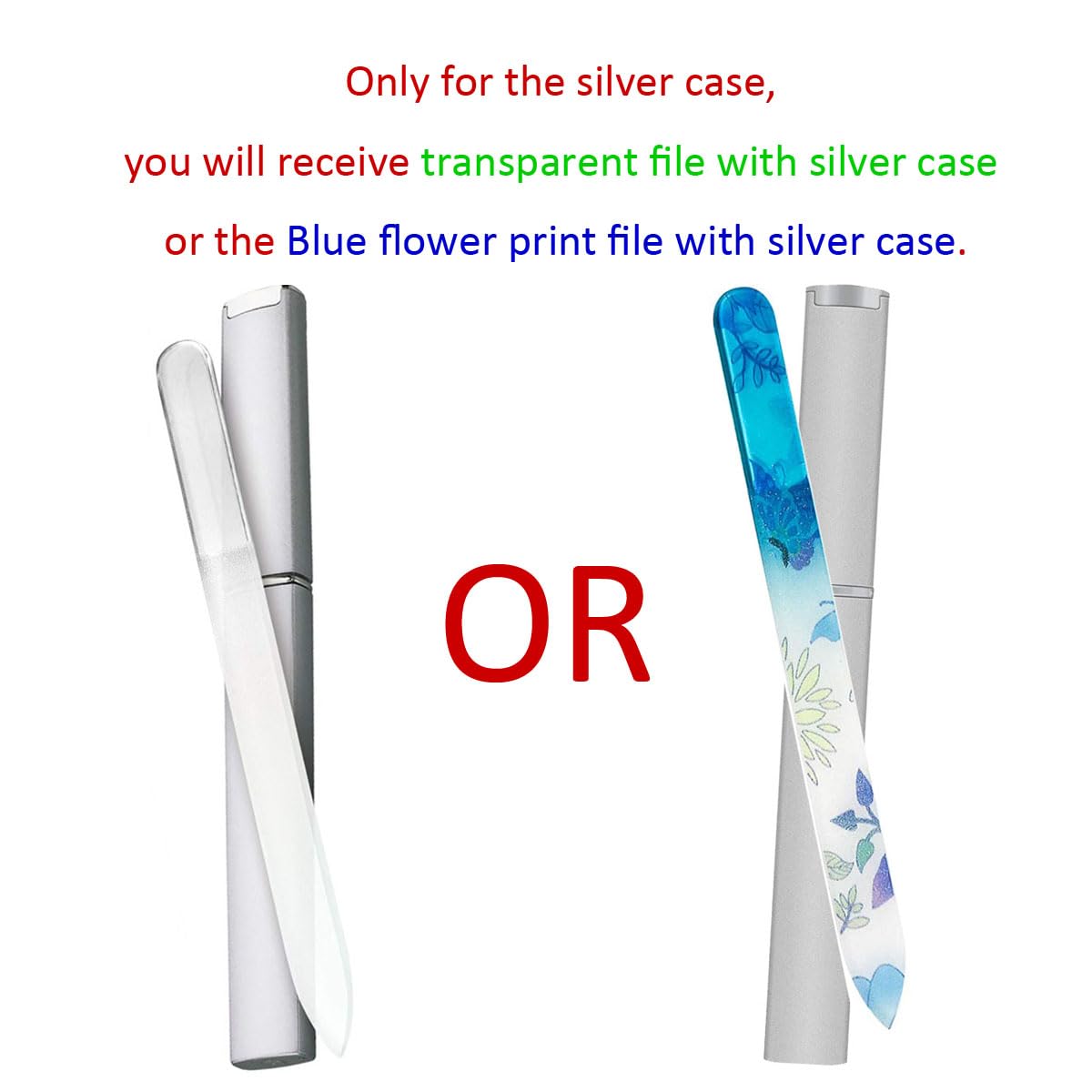 QRWT 12 Pack Glass Nail Files Set - Double Sided Crystal Glass, Multi Color, Fingernail Care, Model SCH-015