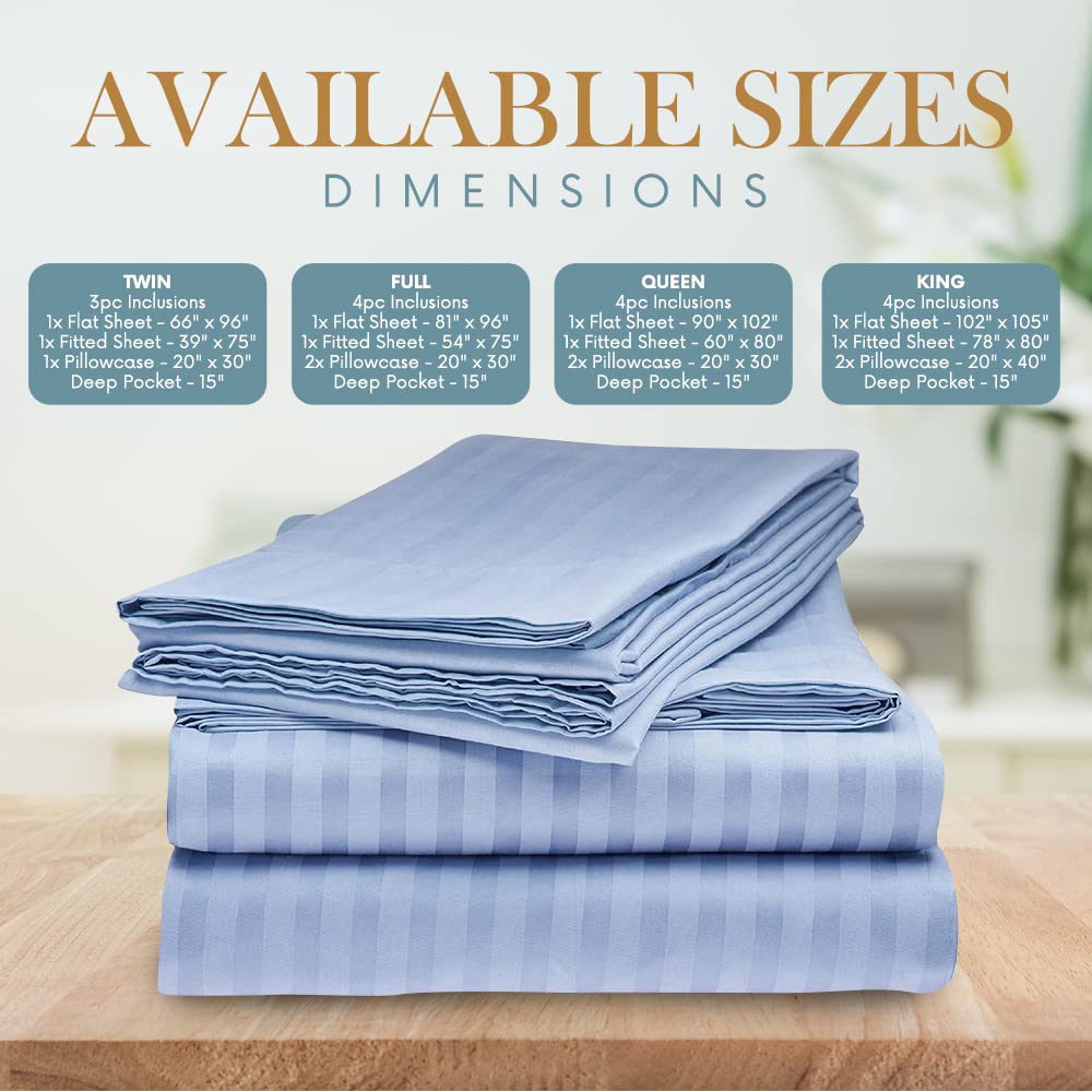 Twin Italian Prestige collection Striped Bed Sheet Set - 1800 Luxury Soft Microfiber Deep Pocket 3-Piece Bedding Set - Wrinkle,