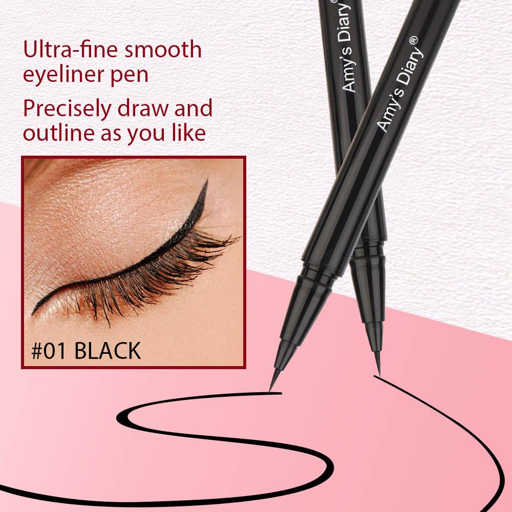Amy'S Diary Waterproof Black Liquid Eyeliner Pen Professional Makeup Liquid Eye Liner Pencil Long Lasting And Smudge Proof Eye M
