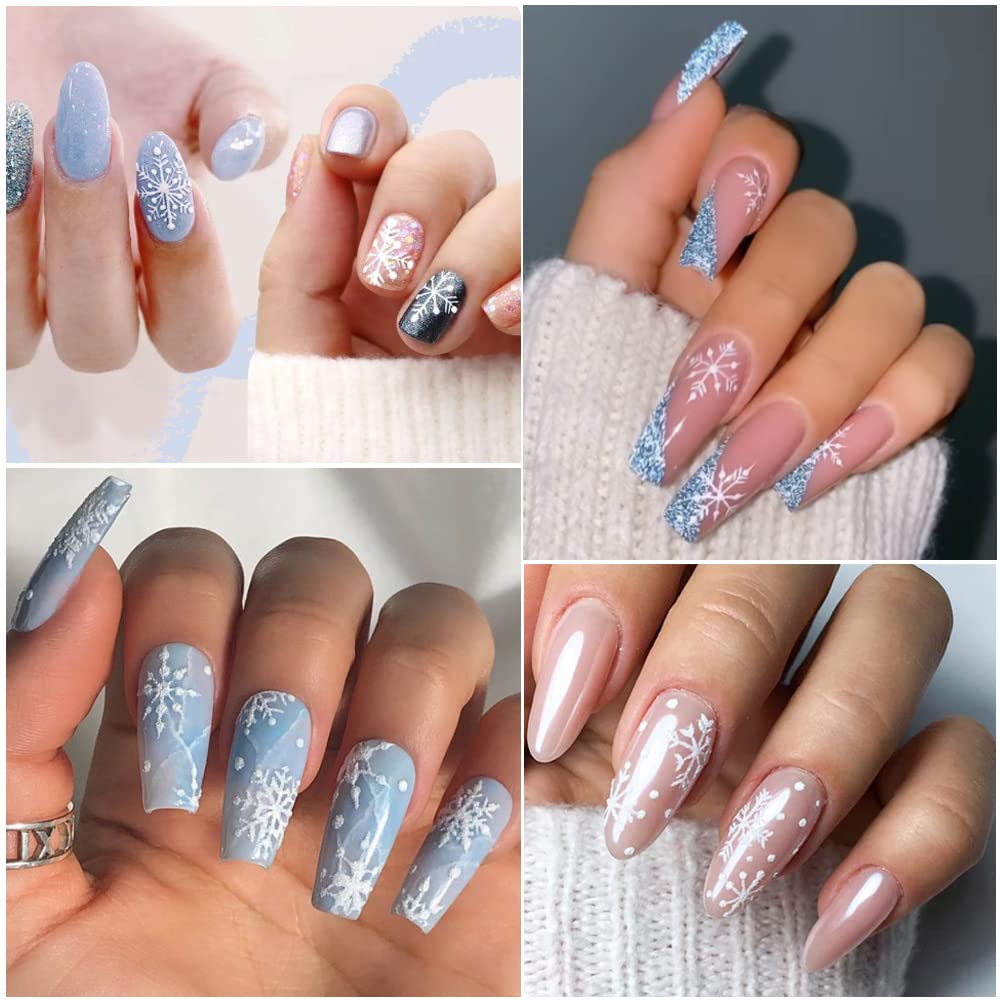 8 Sheets Christmas Nail Stickers 3D Snowflake Nail Art Supplies Santa Claus Snowflakes Tree Elk Nail Decals Gold Silver White De